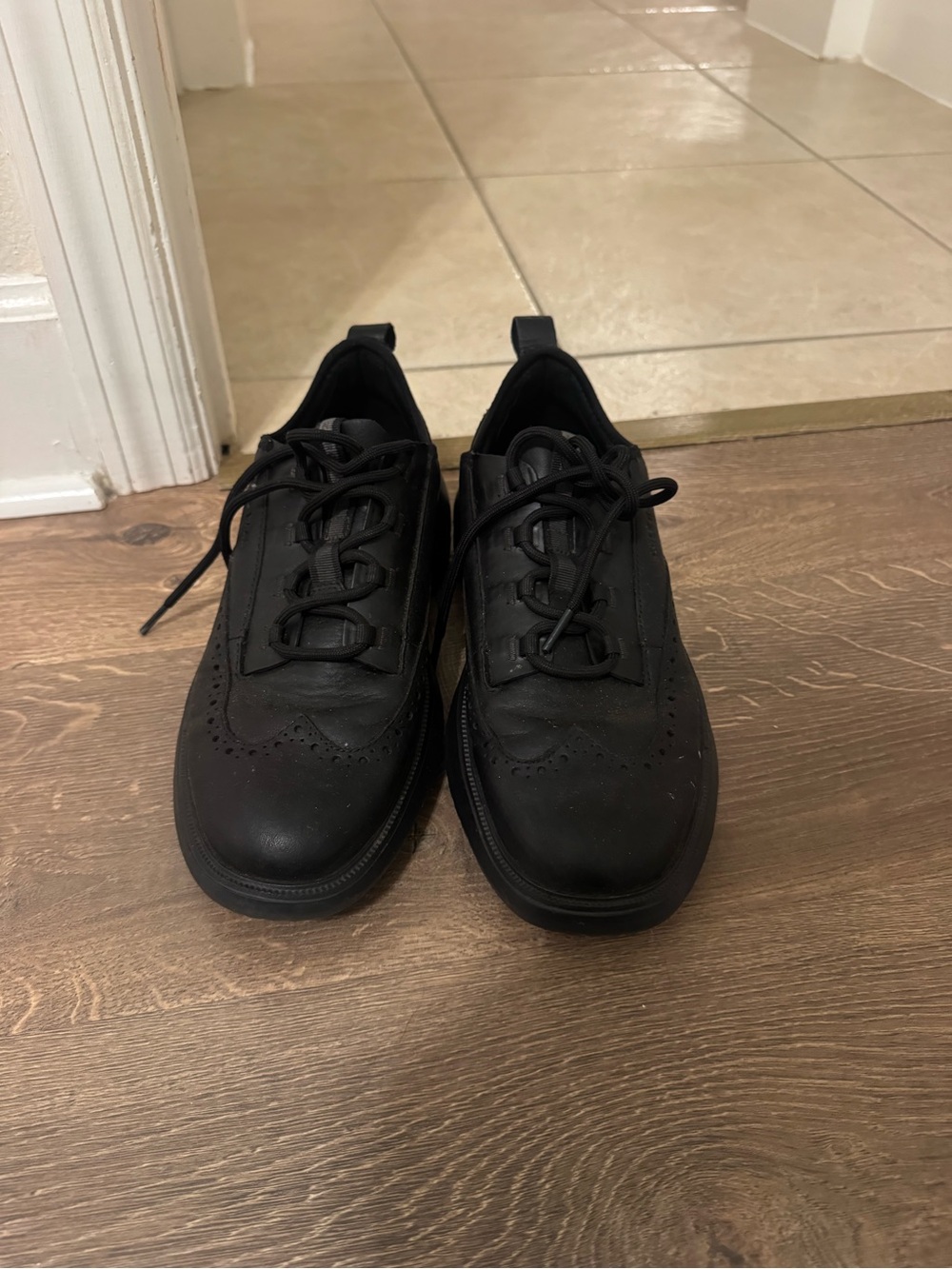 Cole Haan Black Wingtip Derby Lace-Up Shoes